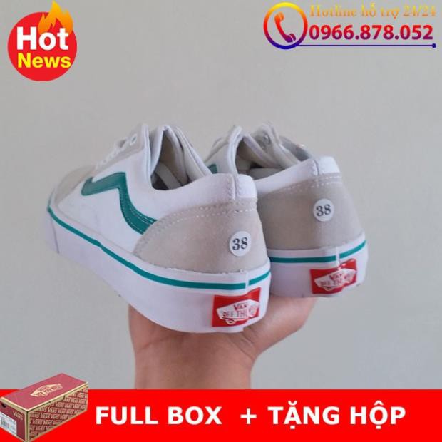 G giày vans old skool kelly green trắng sóng xanh mũi da lộn :)) * ! ₁ " "