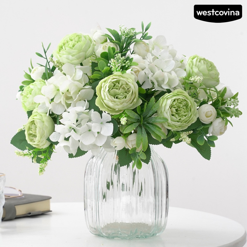 [Hot]⚘Chậu Hoa Hồng Nhân Tạo Sống Động Dùng Trang Trí Sân Vườn