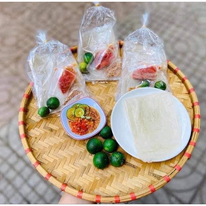 Bánh Tráng Phơi Sương UNIN Bánh Tráng Ăn Kèm Nước Chấm Ớt Rim Sa Tế Cay Ngon Lạ Miệng Không Quất BT013