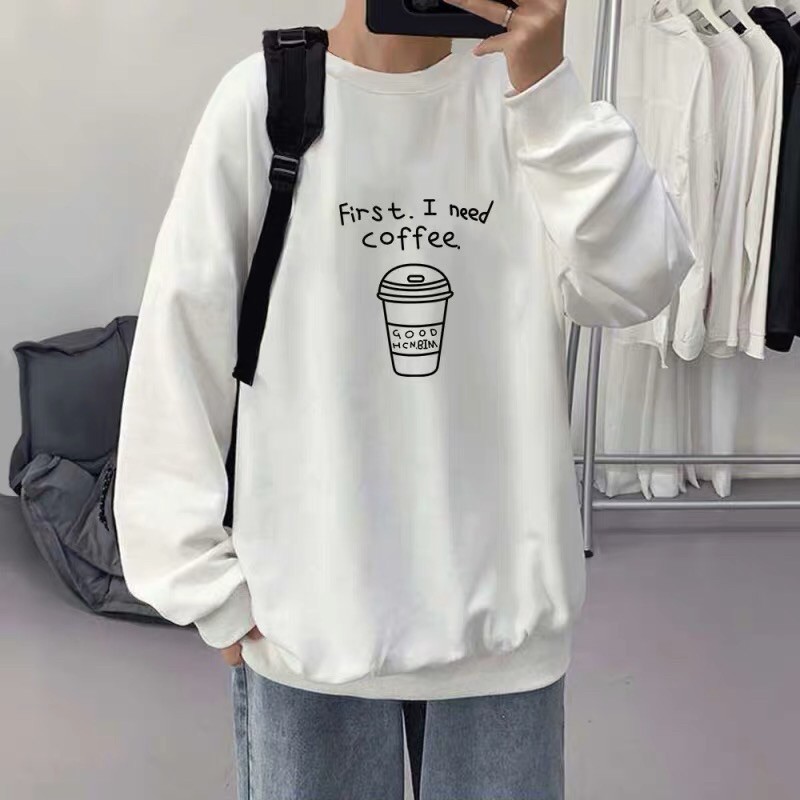 Áo sweater nỉ unisex form rộng Coffee nam nữ phong cách ulzzang Wind