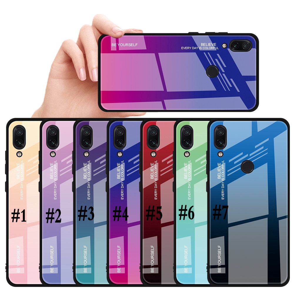 Ốp điện thoại kính cường lực màu gradient chống trầy xước cho Xiaomi Redmi Note 7 Note 6 Note 5 Redmi 6A 7 5Plus 6Pro