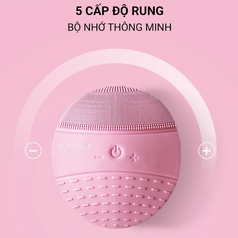 Máy Rửa Mặt Và Massage Blingbelle Sonic Face Brush Thông Minh, Làm Sạch Sâu, Sạc Không Dây, 5 Chế Độ Rung