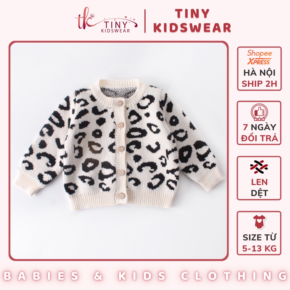 Áo khoác len cardigan họa tiết da báo cúc gỗ cho bé từ 5-13kg [GAK5]