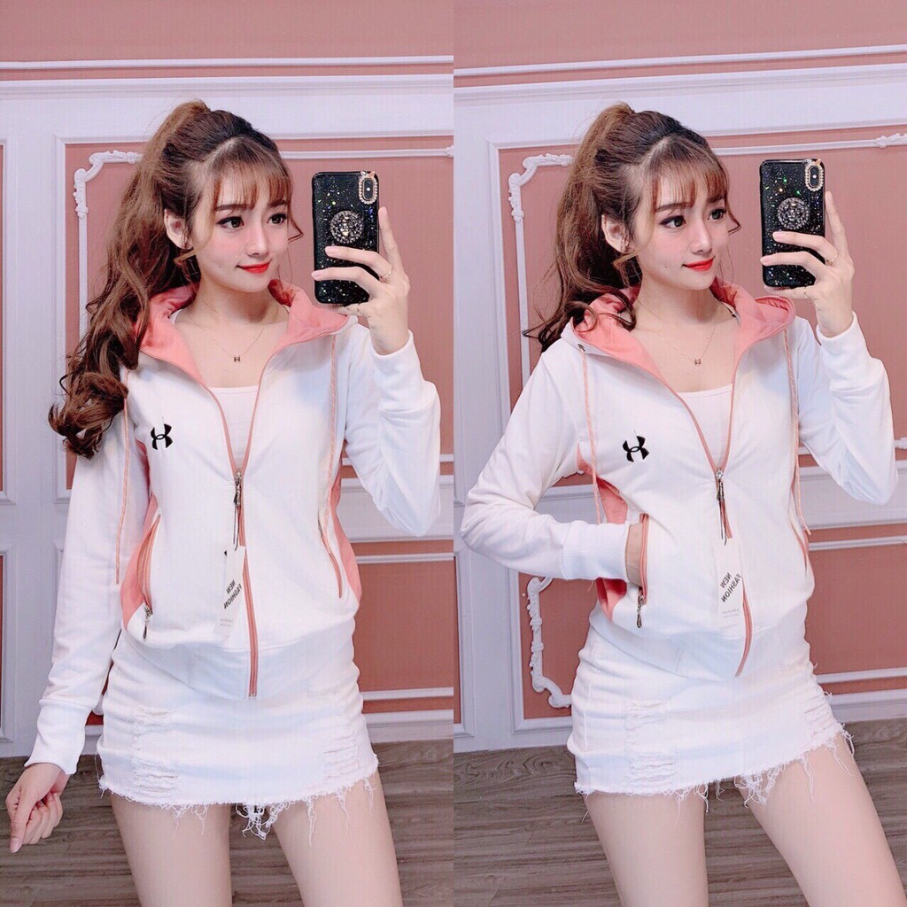 áo khoác nữ Chống nắng dáng dài túi có dây kéo, tay xỏ ngón vải mịn freesize 54kg - cn82