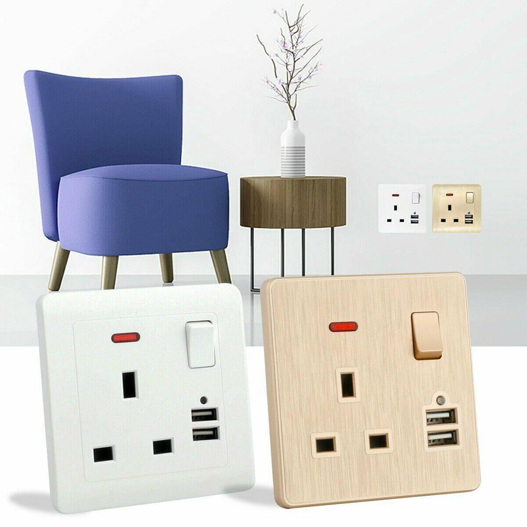 Ổ Cắm Điện Chuẩn UK Với Cổng USB