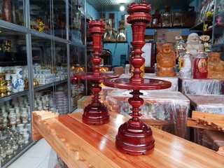 Cặp chân đèn gỗ xà cừ cao 60 cm