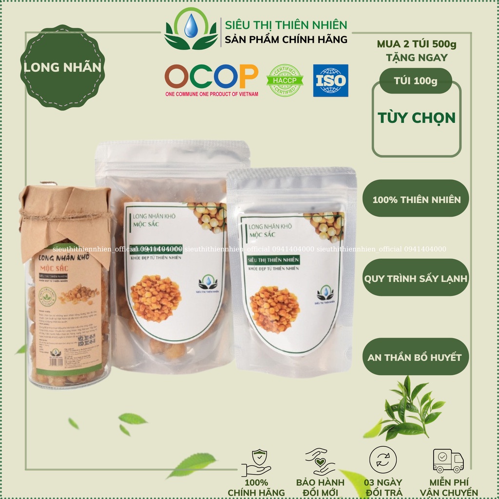Long nhãn khô cao cấp giúp tăng sức đề kháng, cải thiện chứng lo âu đóng túi zip, đóng lọ thủy tinh 500g