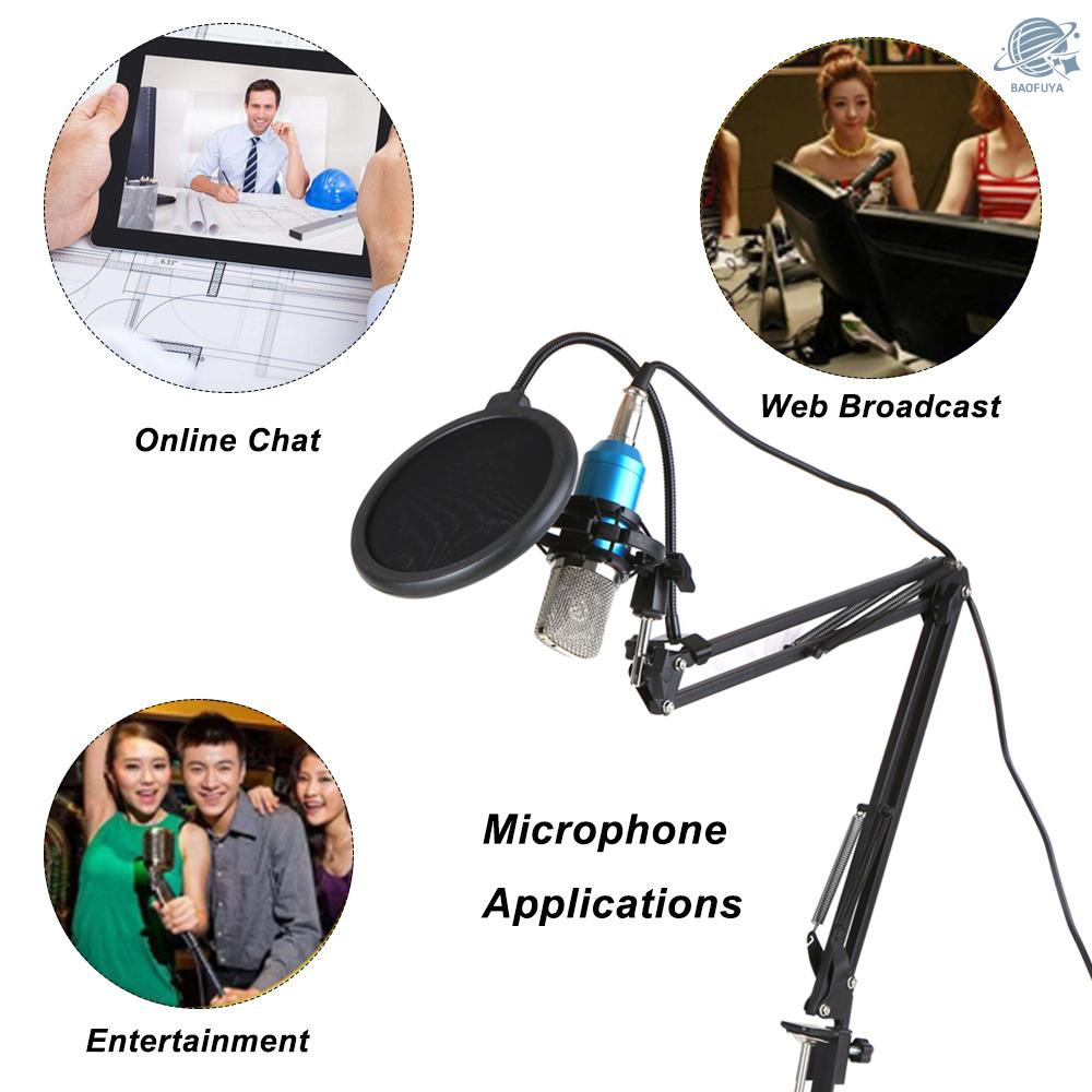 BF Professional BM700 Condenser Microphone Mic KTV Singing Studio Recording Kit Blue+Silvery