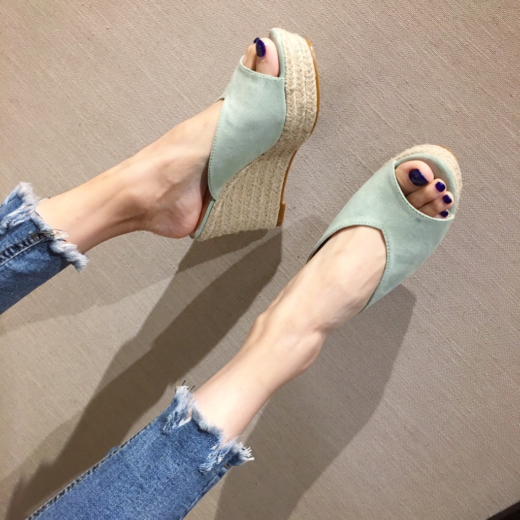 Giày Cao Gót 9cm Da Lộn Hở Ngón Màu Trơn Thời Trang Cho Nữ