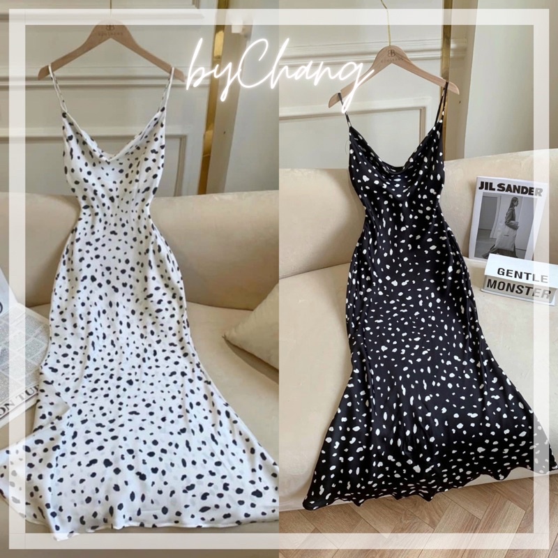 Đầm Maxi 2 Dây Cổ Đổ Lụa Rũ Đi Biển Sang Trọng Dịu Dàng byChang