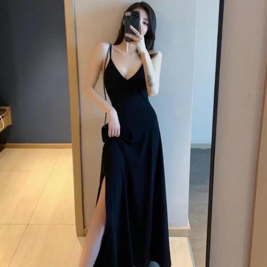 Đầm Nữ, Đầm Maxi Xẻ Tà, Váy Hai Dây, Váy Maxi Thun Dài Gợi Cảm SIXTEEN. Xịn 👈