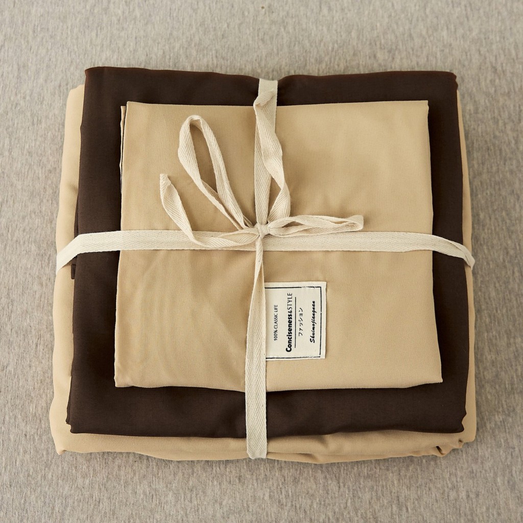 Set 4 món chăn ga gối màu vàng be nâu Cotton Tici cao cấp - Ảnh thật - Hàng xuất khẩu