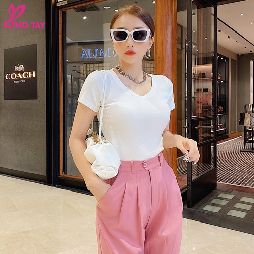 [Mã BMBAU50 giảm 7% đơn 99K] Áo thun nữ croptop cổ tim - THỎ TÂY | BigBuy360 - bigbuy360.vn