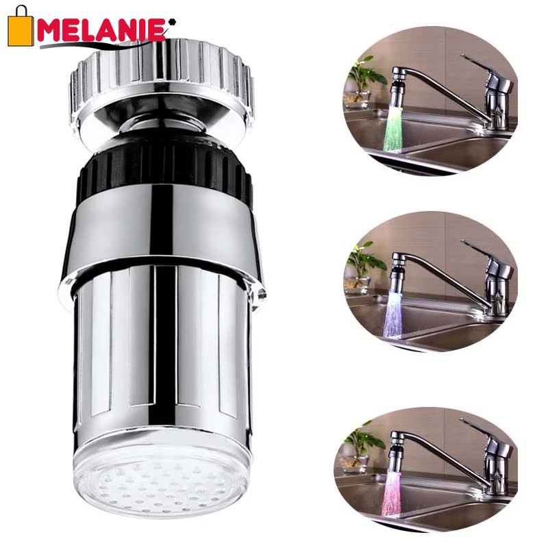 Đầu Vòi Nước Cảm Biến Nhiệt Độ Thay Đổi Màu Sắc Theo Nhiệt Độ Tiện Dụng Cho Nhà Bếp / Phòng Tắm 360° Vòi Nước Xoay Có Đèn LED Phát Sáng Độc Đáo