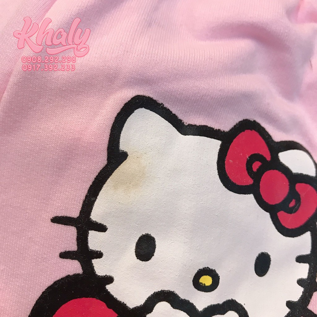 Sale Set đồ bộ trẻ em hình mèo Hello Kitty nhiều nơ đỏ màu hồng phấn cho bé gái 2 tuổi - DBKT2T