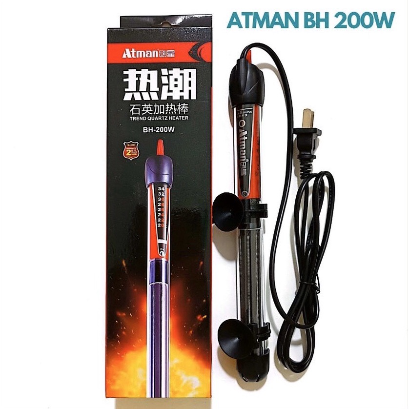 Sưởi bể cá, đèn sưởi bể cá Atman BH 100W 200W 300W sưởi hồ cá giúp ổn định nhiệt độ phòng nấm cho cá (bán chạy)