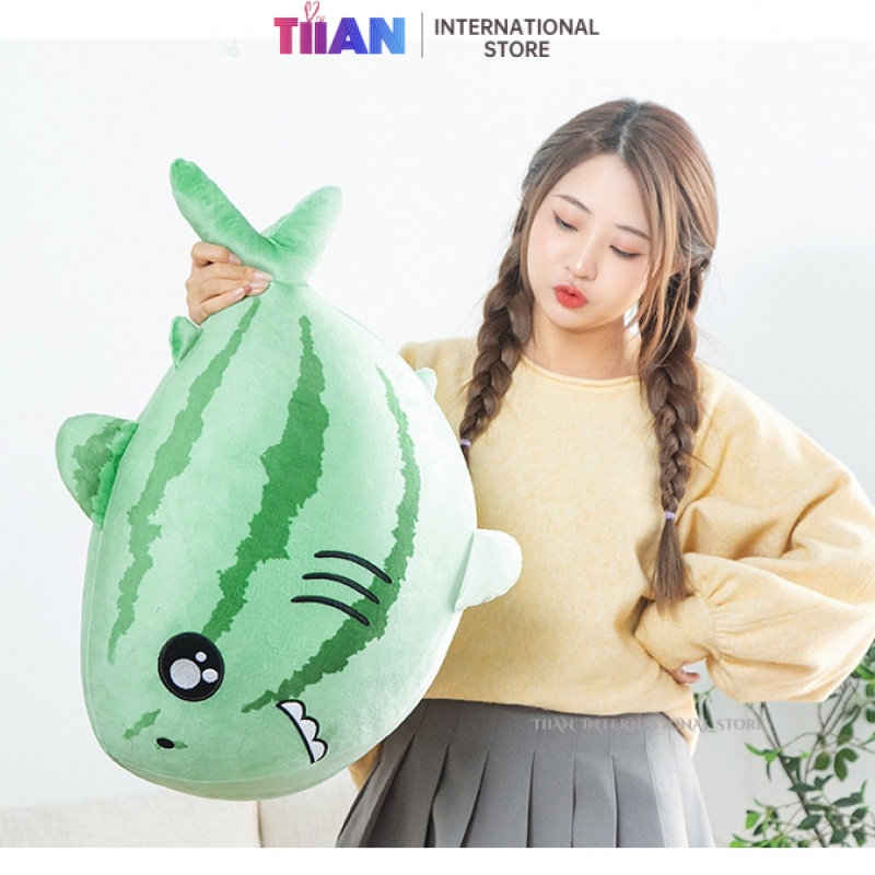 Thú Nhồi Bông Hình Cá Mập / Dưa Hấu / Dưa Hấu Sáng Tạo Vui Nhộn