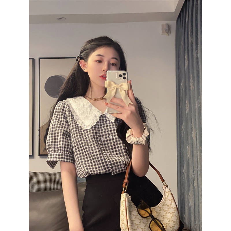 Áo Kiểu Tay Phồng Ngắn Thời Trang Mùa Hè Phong Cách Pháp Xinh Xắn Cho Nữ