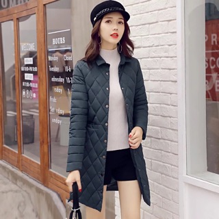 Áo phao trần trám dáng dài