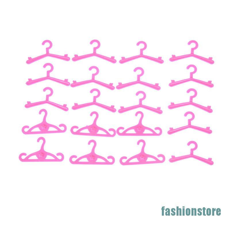 [fashionstore]20 Pcs/Lot Pink Hangers Dress Clothes Accessories For Barbie Doll Toys