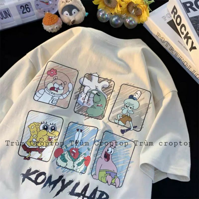 Áo Thun Tay Lỡ In Hình KOMY LAD 2 Màu Trắng Be Form Oversize Unisex Nam Nữ