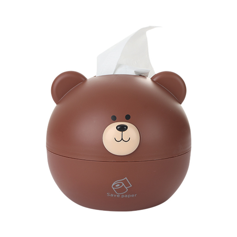 Hộp Đựng Khăn Giấy Hình Tròn In Hình Gấu Hoạt Hình Dễ Thương Phong Cách Bắc Âu be2023