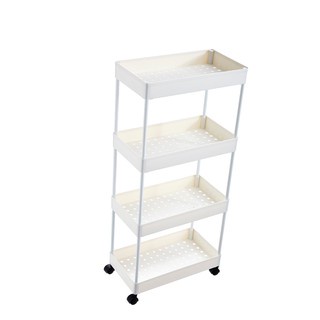 Kệ nhựa 4 tầng đựng đồ đa năng có bánh xe, khay nhựa có lỗ thoáng khí