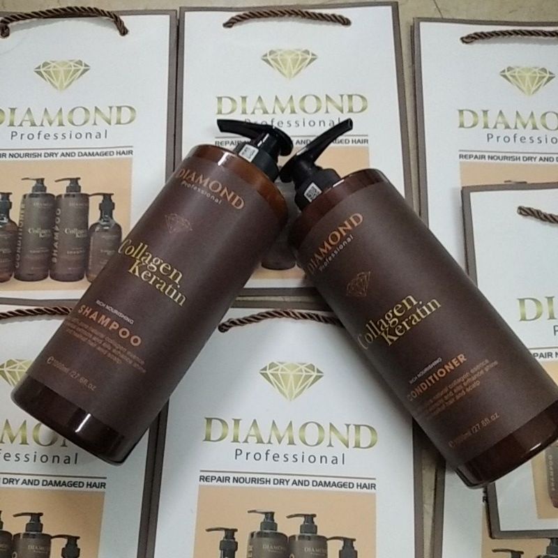 Dầu gội xả collagen diamond chống gàu mọc tóc hương thơm sang trọng 1000ml
