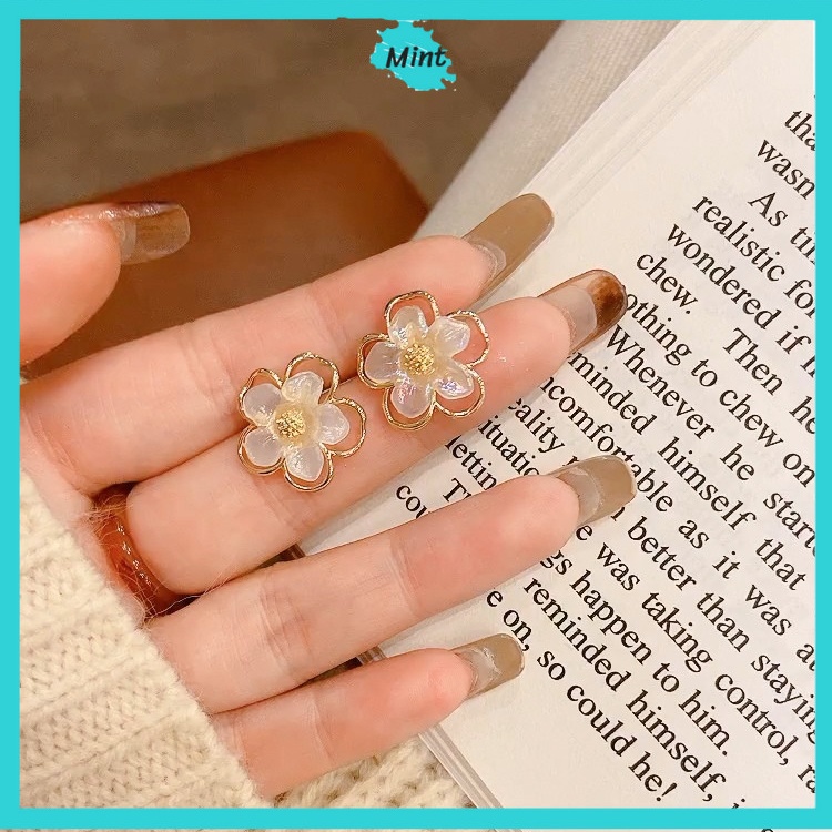 Bông Tai ❤️FREESHIP❤️Hình Hoa Nhẹ Nhàng Nữ Tính Phong Cách Hàn Quốc Kiểu Mới - Khuyên Tai Chuôi Bạc S925