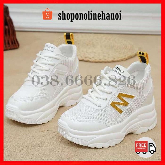 Giày sneaker nữ Giày thể thao nữ độn đế 7cm Chữ M vải lưới thoáng khí,da mềm dáng Ulzzang Hàn quốc