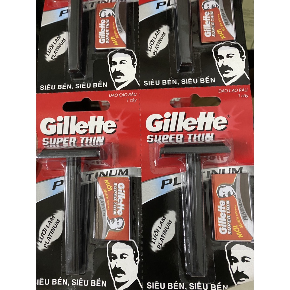 Dao Cạo Râu Cán Đen Gillette SUPER THIN Tặng Kèm Lưỡi Bahobasa