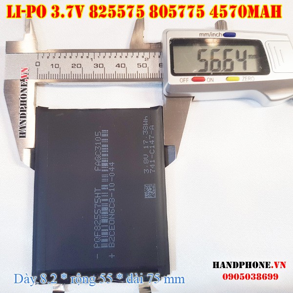 Pin Li-Po 3.7V 825575 805775 4570mAh (Lithium Polymer) cho điện thoại, định vị GPS, Loa Bluetooth, thiết bị y tế