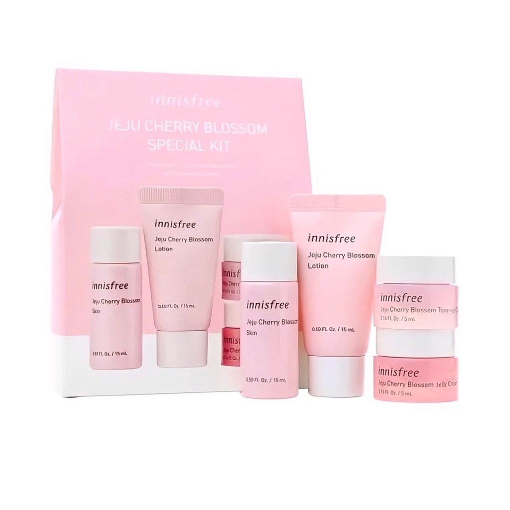 Bộ 4 Sản Phẩm Dưỡng Ẩm Và Nâng Tông Da Trắng Hồng Tự Nhiên Innisfree Jeju Cherry Blossom Special Kit