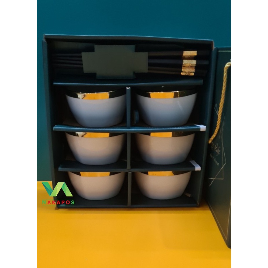 Bộ chén đũa sứ cao cấp viền vàng phong cách Bắc Âu cao cấp