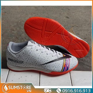 Giày Đá Banh Đế Bằng Winbro Trắng - Giày Futsal Đã Khâu Mũi