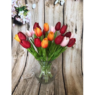 Hoa Tulip Giả Giống Thật 35cm PU Cao Cấp Nhiều Màu Trang Trí Nhà Cửa