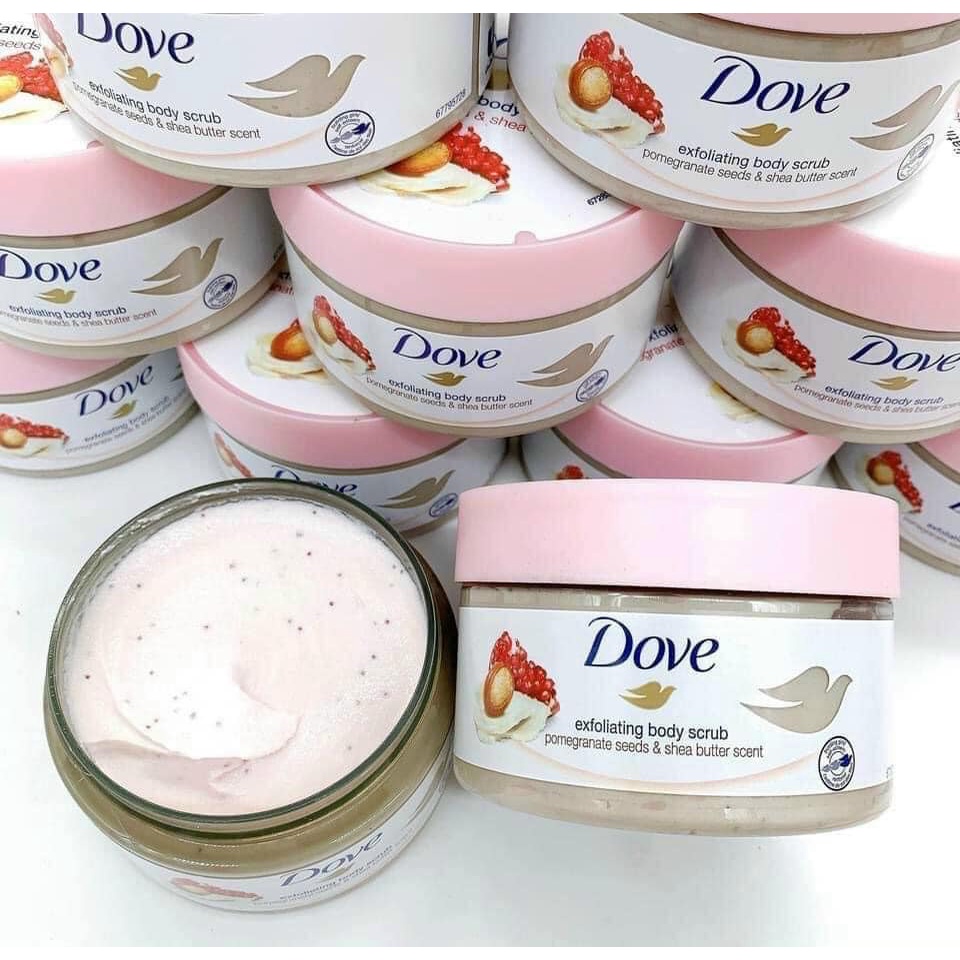 Tẩy Da Chết Toàn Thân DOVE Lựu Bơ và Macca sữa gạo