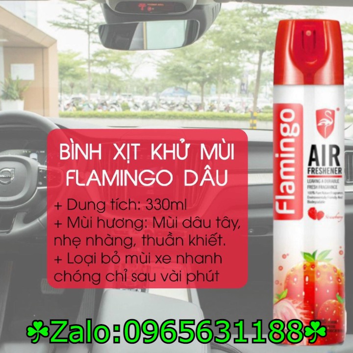 Combo 03 Bình Xịt khử mùi xe ôtô Air Freshener Flamingo - F011 330ml - 6 mùi thơm