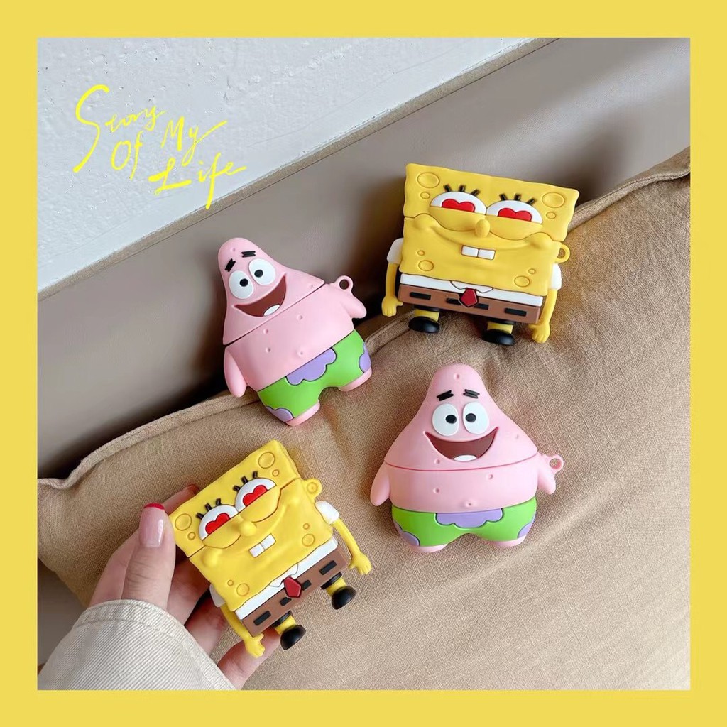 Vỏ Bảo Vệ Hộp Sạc Tai Nghe Airpods 1 / 2 / Pro Hình Spongebob Xinh Xắn | BigBuy360 - bigbuy360.vn