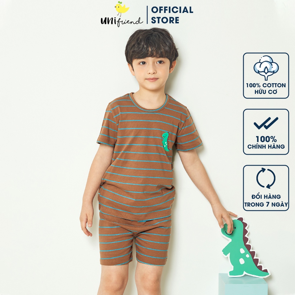 Đồ bộ ngắn tay quần áo thun cotton mịn mặc nhà mùa hè cho bé trai Unifriend Hàn Quốc U3028