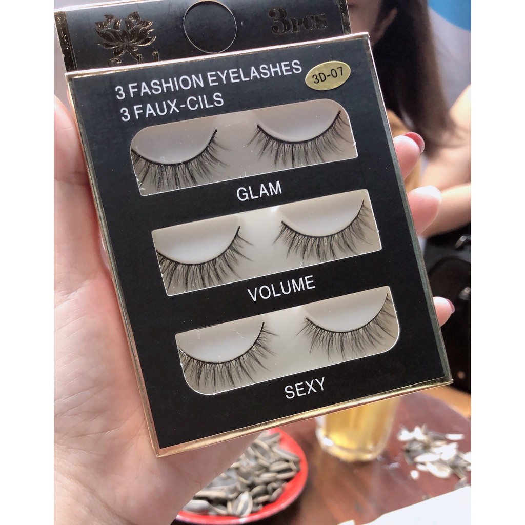 Lông mi chồn 3D07 sợi mềm 3 cặp chuyên dùng cho makeup HALOMI