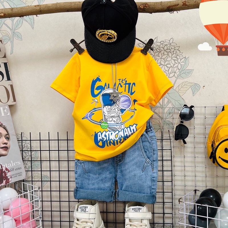 Đồ bộ bé trai, bộ jean bé trai hình phi hành gia sành điệu cho bé từ 10 đến 60kg