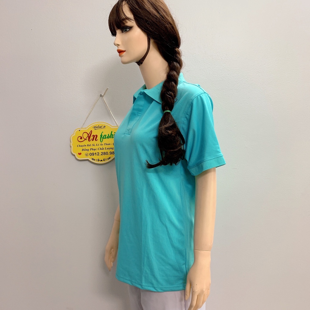 Áo polo màu xanh ngọc vải poly Thái cao cấp cho nam nữ _ Hình chụp thật