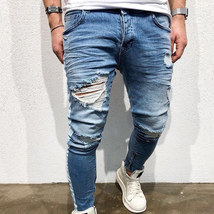 Quần dài jean nam kiểu rách thời trang