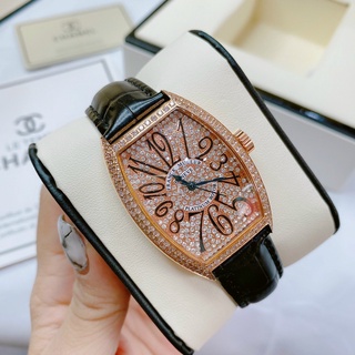Đồng hồ nữ Franck muller full đá, dây da cao cấp - Frank muller geneve