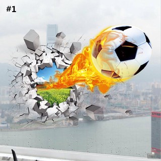 Sticker Dán Tường Họa Tiết 3D Hình Quả Bóng Đá Dùng Trang Trí Phòng Ngủ