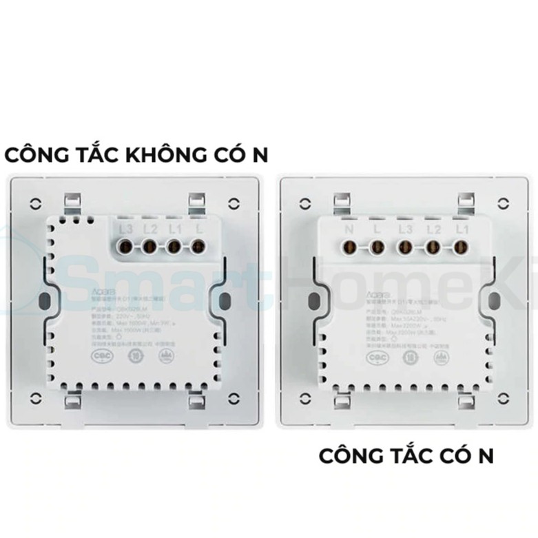 [Bản Quốc Tế] Công tắc thông minh Aqara D1 - có dây âm tường, bản 1,2,3 nút nhấn 86x86 - BH 1 Năm