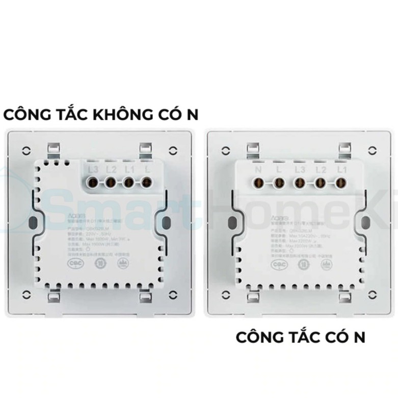 Công tắc Aqara D1 thông minh - có dây âm tường, bản 1,2,3 nút nhấn 86x86 - BH 1 Năm