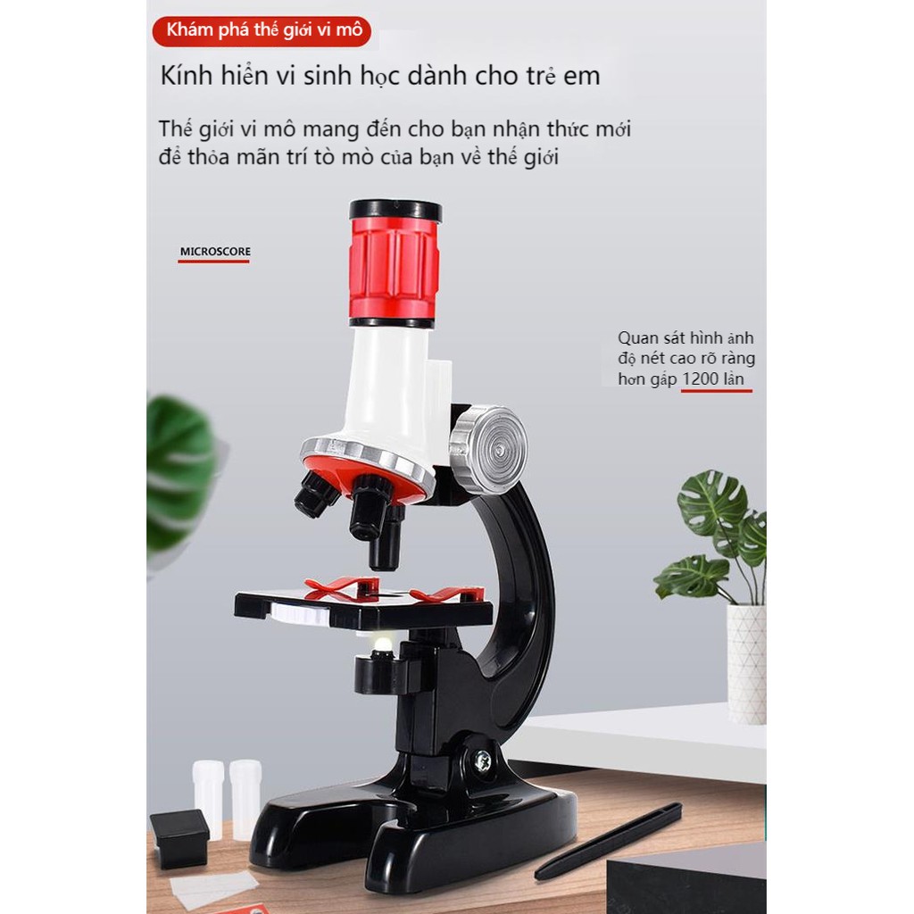 Kính hiển vi trẻ em có độ phóng đại cao học sinh tiểu học 1200 lần điện thoại di động đồ chơi khoa học thí nghiệm thiết