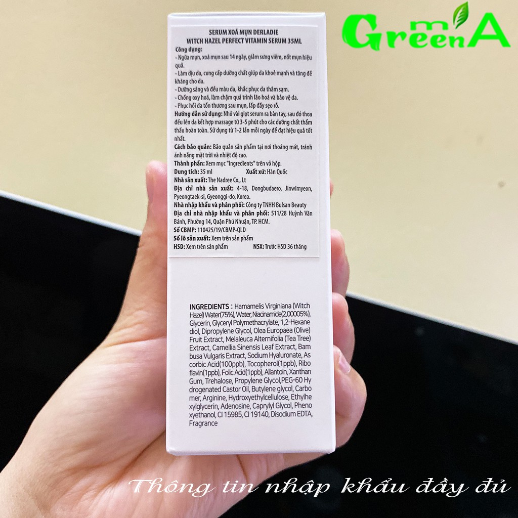 Serum Derladie Witch Hazel Perfect Vitamin Tinh Chất Serum 35ml Giảm Mụn, Giảm Thâm Sẹo Rỗ Chính Hãng Nhập Khẩu | BigBuy360 - bigbuy360.vn
